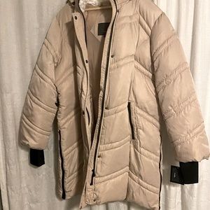 Steve Madden Fleece Trim Hooded Puffer Coat